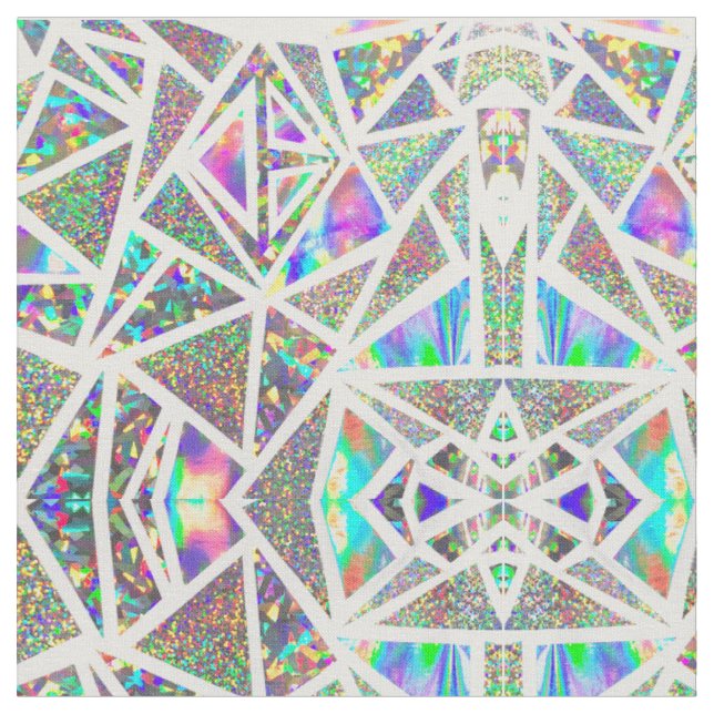 Faux Holographic Geometric Pattern Fabric (Close Up)