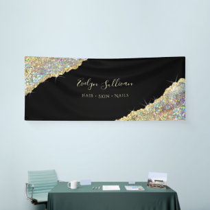 Faux Holographic Gold Glitter Banner