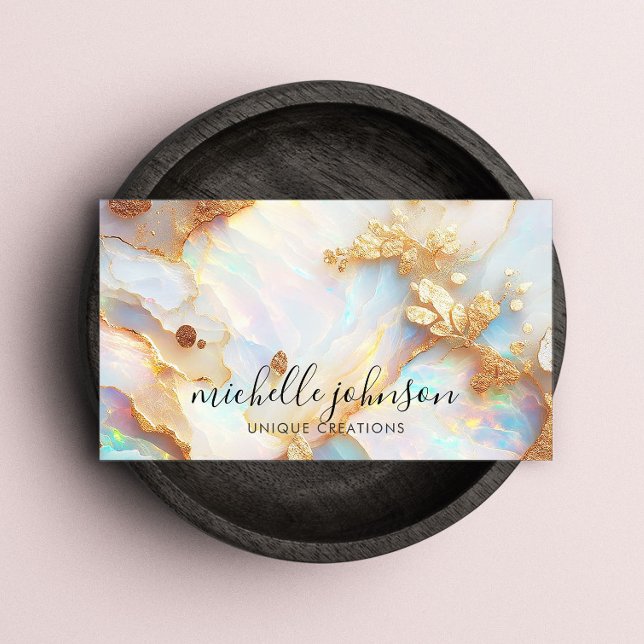 Faux Holographic Iridescent Opal Crystal Creative Business Card (Creator Uploaded)