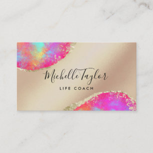 faux holographic iridescent opal stone elegant bus business card