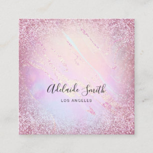 FAUX holographic liquid marble art Square Business Card