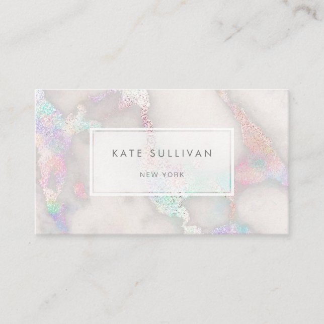 faux holographic marble design business card (Front)
