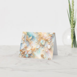 Faux Holographic Opal Moonstone Gold Butterfly Card