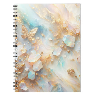Faux Holographic Opal Moonstone Gold Butterfly Notebook