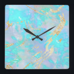 FAUX holographic opal Square Wall Clock<br><div class="desc">please note the holographic effect is not real,  but just simulated</div>