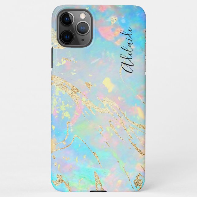 FAUX holographic opal stone iPhone Case (Back)