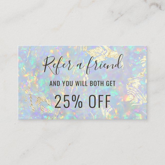 FAUX holographic opal texture referral Business Card (Front)