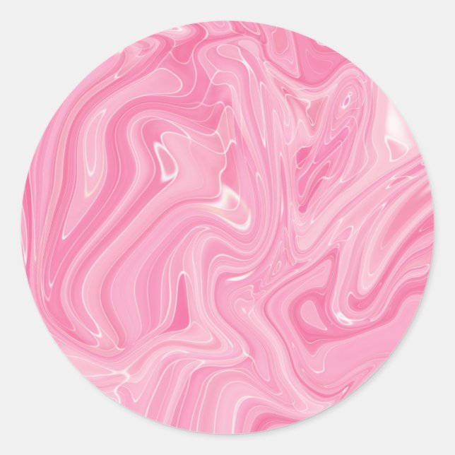 Faux Holographic Pink Classic Round Sticker (Front)