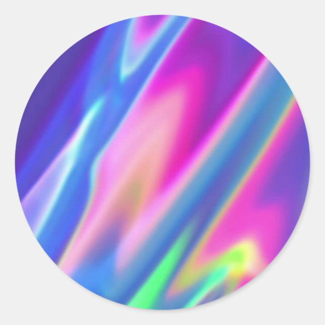 Faux Holographic Pink Purple Custom Trendy Classic Round Sticker (Front)