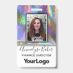 Faux Holographic Professional CNA Nurse Photo Name Badge