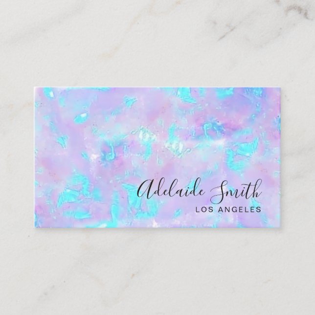 •FAUX holographic purple opal stone Business Card (Front)