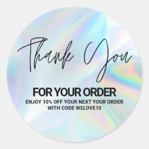 Faux Holographic Small Business Discount Classic Round Sticker