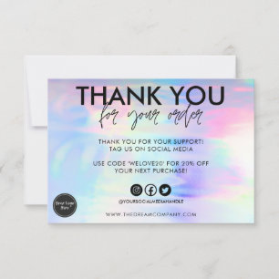 Faux Holographic Thank you Card Media Insert