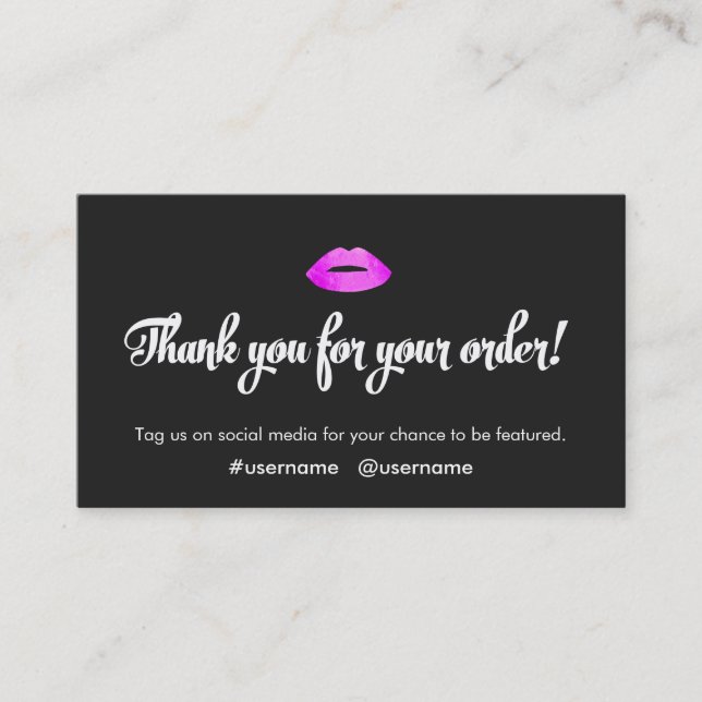 Faux Hot Pink Foil Kissing Lips Promotional Business Card (Front)