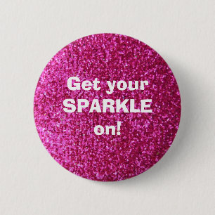 Faux Hot Pink Glitter 2 Inch Round Button