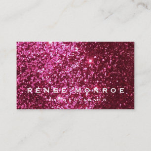 Faux Hot Pink Glitter Modern Business Card