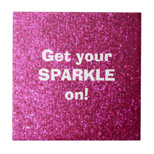 Faux Hot Pink Glitter Tile