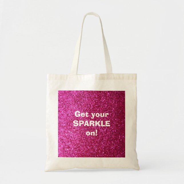 Faux Hot Pink Glitter Tote Bag (Front)