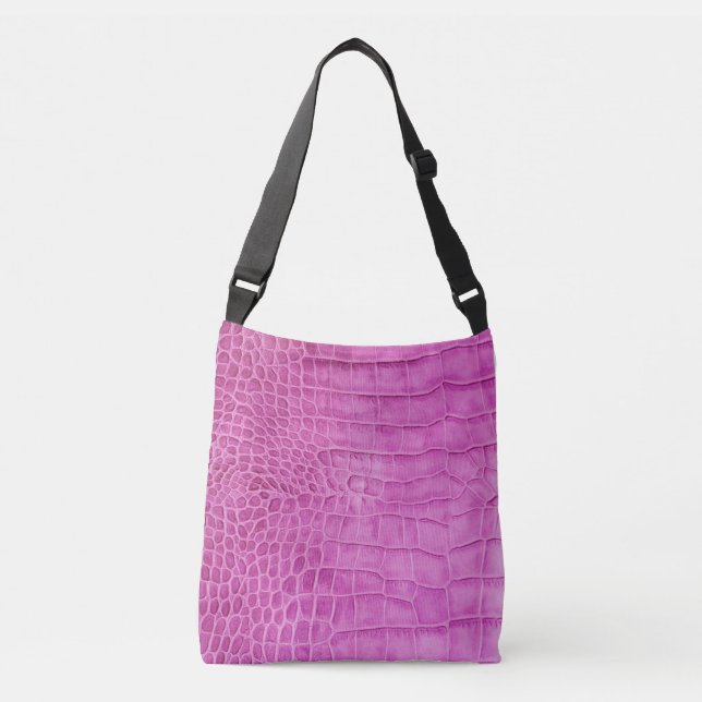Faux Hot Pink Leather Crossbody Bag (Front)