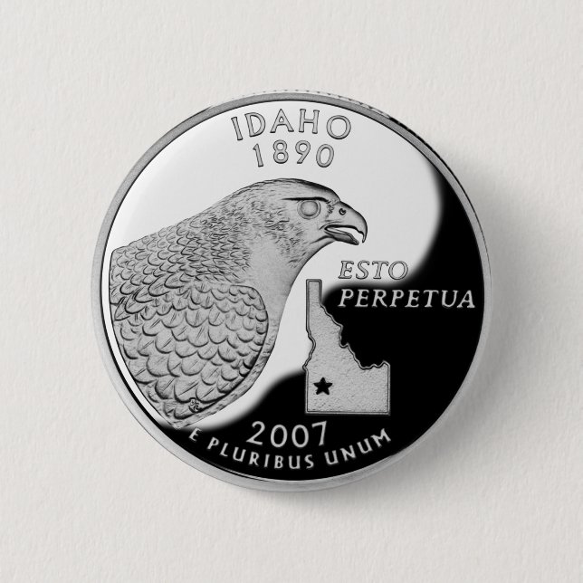 Faux Idaho State Quarter 2 Inch Round Button (Front)