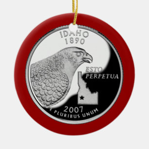 Faux Idaho State Quarter Ceramic Ornament