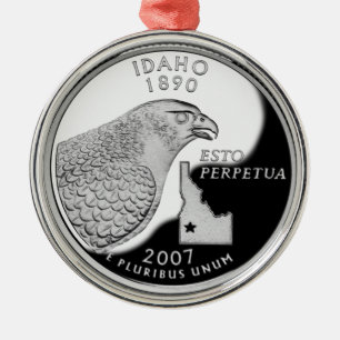 Faux Idaho State Quarter Metal Ornament