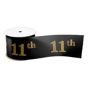 Faux/Imitation Gold "11th" Event Number (Black) Satin Ribbon