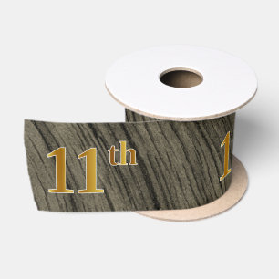 Faux/Imitation Gold "11th" Event Number (Rustic) Satin Ribbon