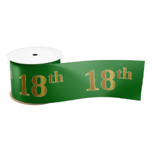 Faux/Imitation Gold "18th" Event Number (Green) Satin Ribbon