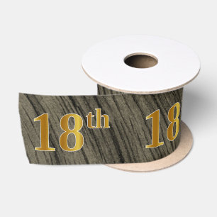 Faux/Imitation Gold "18th" Event Number (Rustic) Satin Ribbon