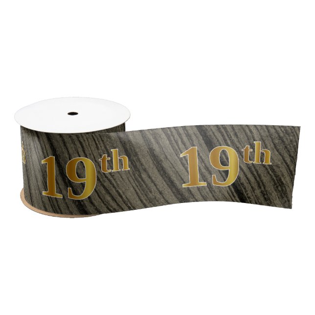 Faux/Imitation Gold "19th" Event Number (Rustic) Satin Ribbon (Spool)