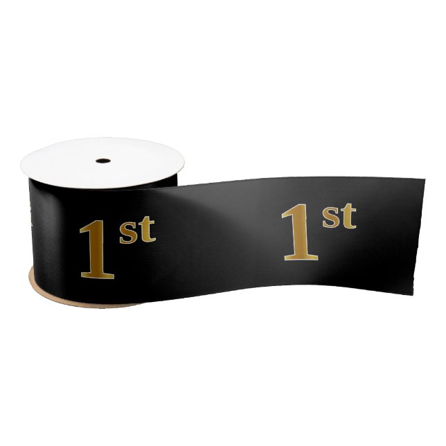 Faux/Imitation Gold "1st" Event Number (Black) Satin Ribbon (Spool)