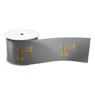 Faux/Imitation Gold "1st" Event Number (Grey) Satin Ribbon