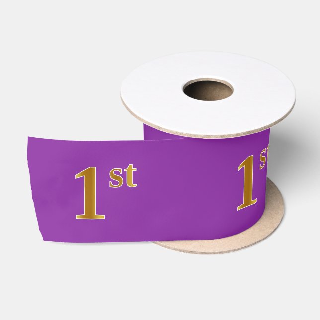 Faux/Imitation Gold "1st" Event Number (Purple) Satin Ribbon (Spool)