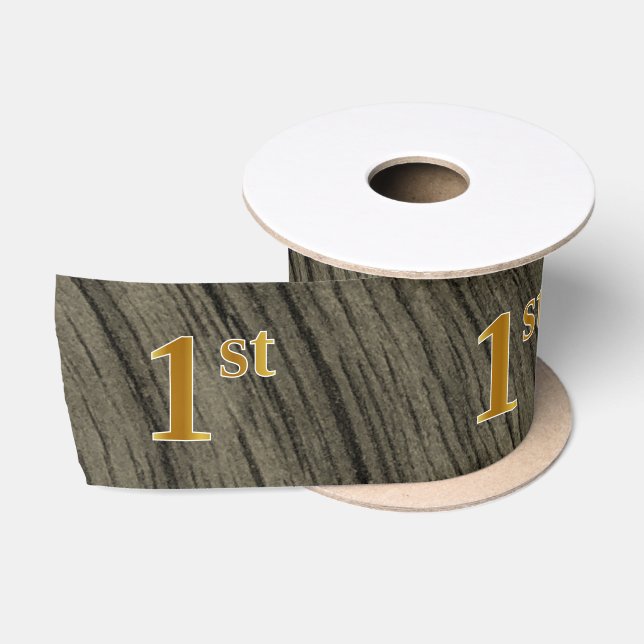 Faux/Imitation Gold "1st" Event Number (Rustic) Satin Ribbon (Spool)