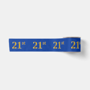 Faux/Imitation Gold "21st" Event Number (Blue) Satin Ribbon