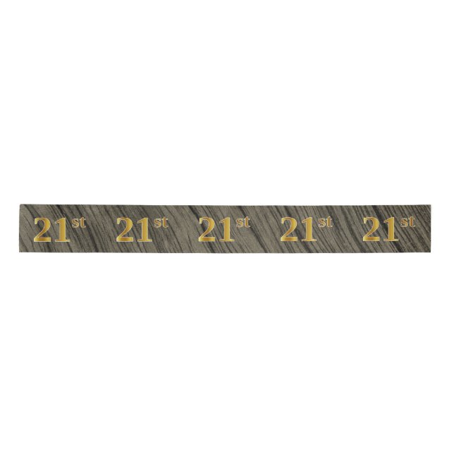 Faux/Imitation Gold "21st" Event Number (Rustic) Satin Ribbon (Front)
