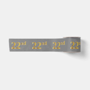 Faux/Imitation Gold "22nd" Event Number (Grey) Satin Ribbon