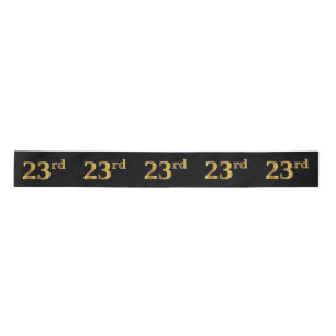 Faux/Imitation Gold "23rd" Event Number (Black) Satin Ribbon