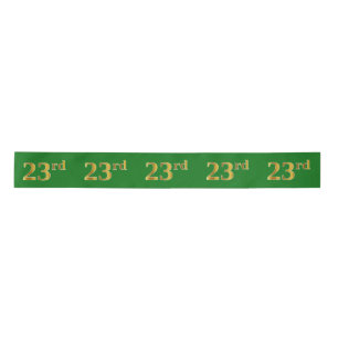 Faux/Imitation Gold "23rd" Event Number (Green) Satin Ribbon