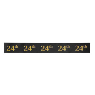 Faux/Imitation Gold "24th" Event Number (Black) Satin Ribbon