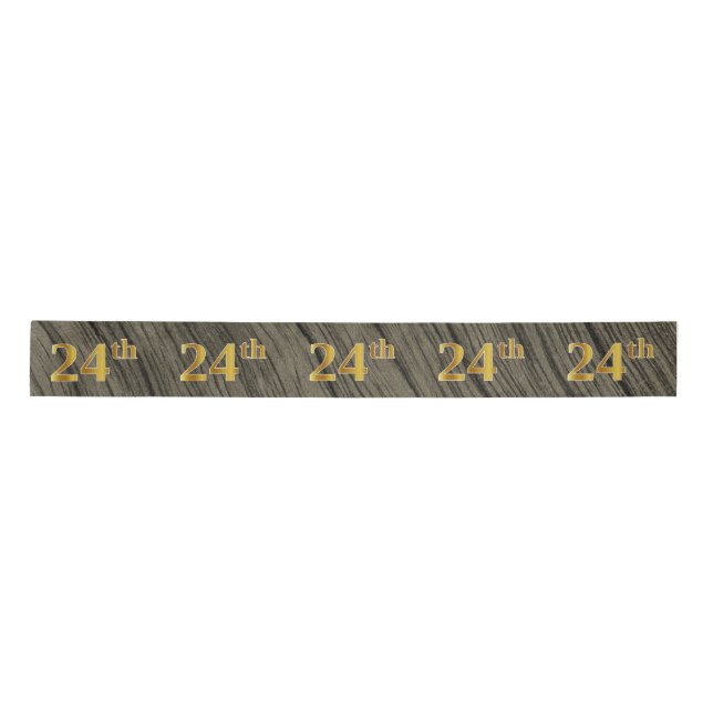 Faux/Imitation Gold "24th" Event Number (Rustic) Satin Ribbon (Front)