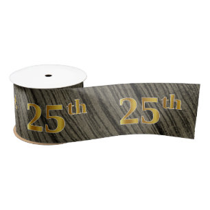Faux/Imitation Gold "25th" Event Number (Rustic) Satin Ribbon