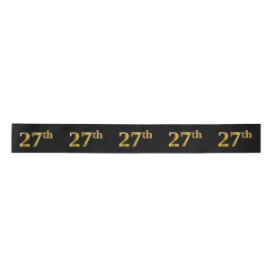 Faux/Imitation Gold "27th" Event Number (Black) Satin Ribbon