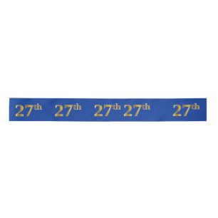 Faux/Imitation Gold "27th" Event Number (Blue) Satin Ribbon
