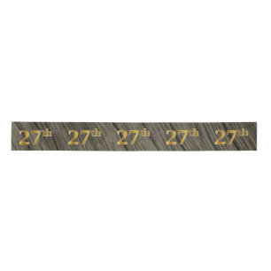 Faux/Imitation Gold "27th" Event Number (Rustic) Satin Ribbon