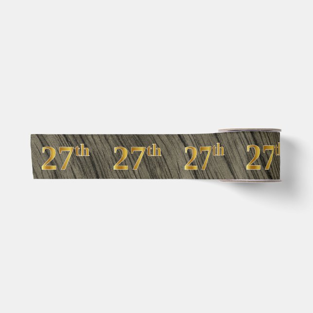 Faux/Imitation Gold "27th" Event Number (Rustic) Satin Ribbon (Front)