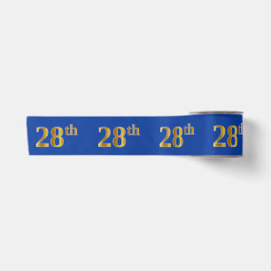 Faux/Imitation Gold "28th" Event Number (Blue) Satin Ribbon
