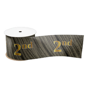 Faux/Imitation Gold "2nd" Event Number (Rustic) Satin Ribbon