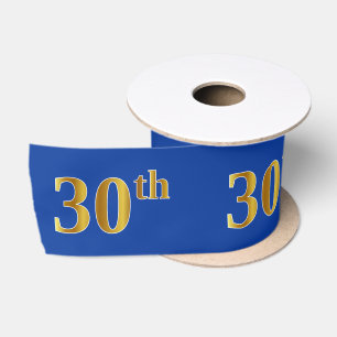 Faux/Imitation Gold "30th" Event Number (Blue) Satin Ribbon